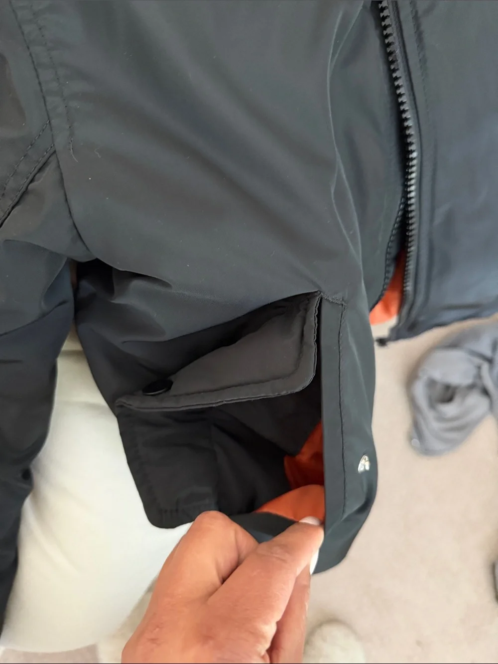 H&M Black Bomber Jacket with Orange Lining